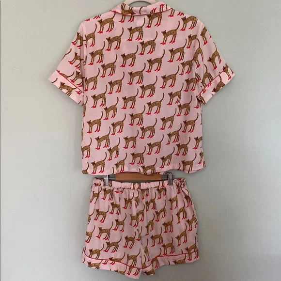Bouffants & Broken Hearts Women’s Pink Cheetah in Heels Pajama Set Size Medium - Picture 7 of 10